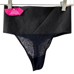 MAIDENFORM NWOT Black Shaping Underwear Size Medium Thong Lace Detail Slimming
